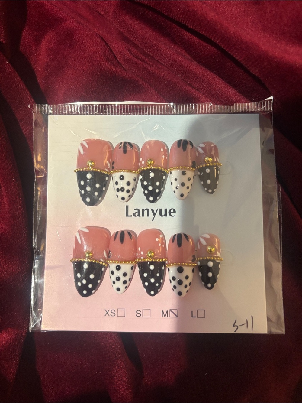 Pink and Black Polka Dot Press-On Nail Set